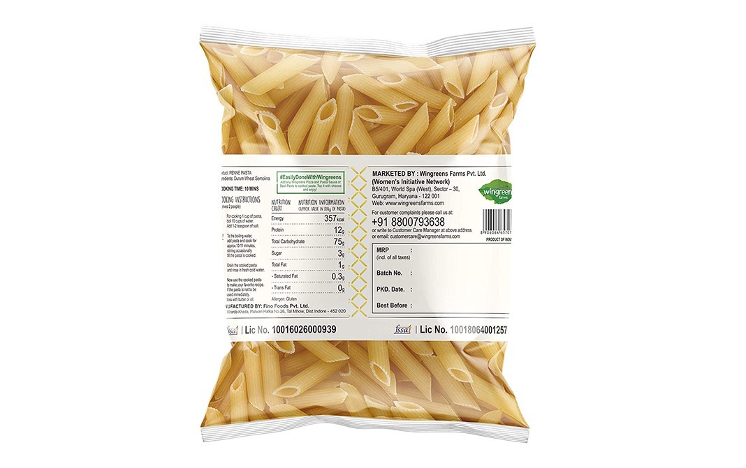 Wingreens Farms Durum Wheat Pasta Penne   Pack  250 grams